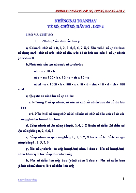Những bài toán hay về số, chữ số, dãy số - Lớp 4